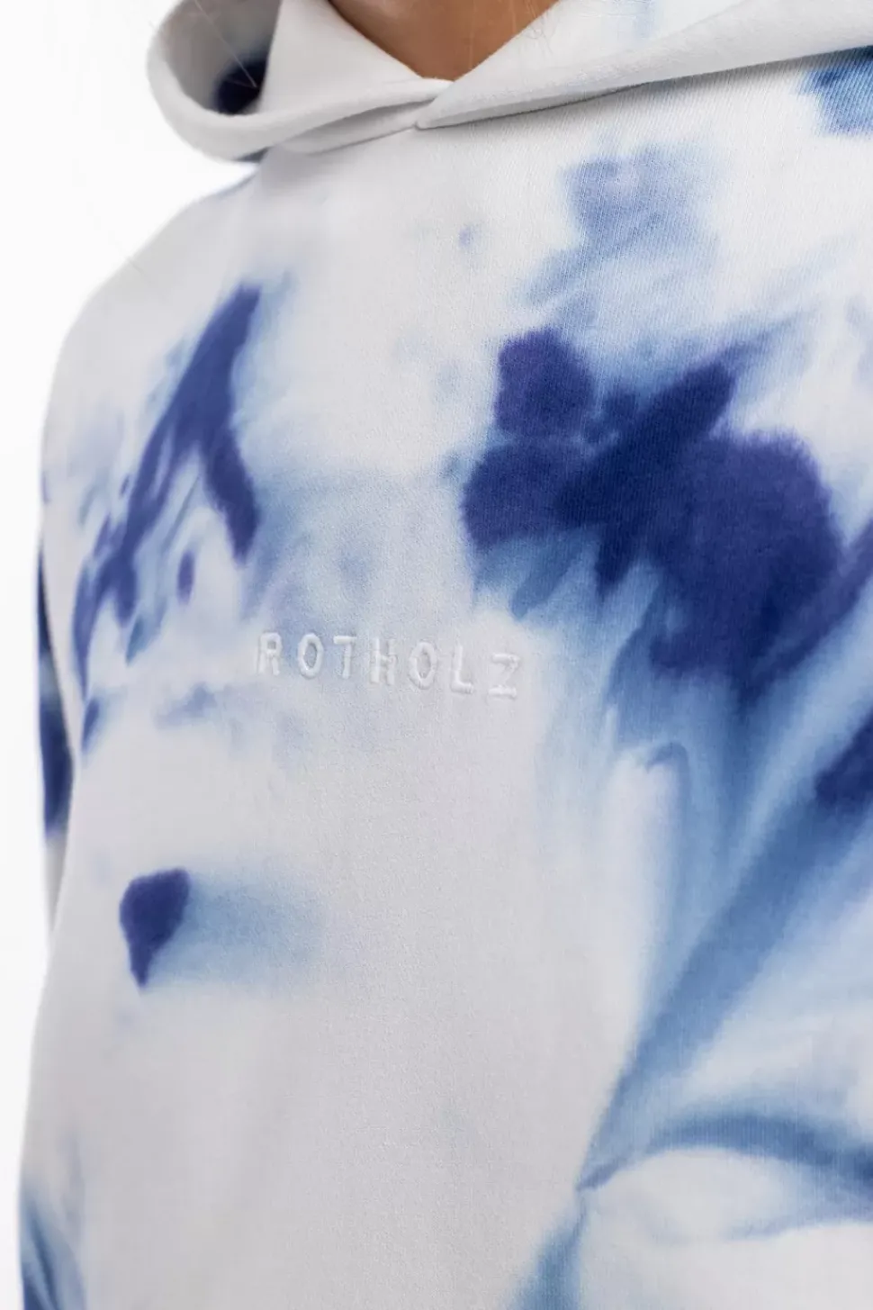 Batik Hoodie Bio Baumwolle - Blau/Off-White