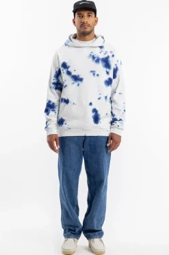 Batik Hoodie Bio Baumwolle - Blau/Off-White