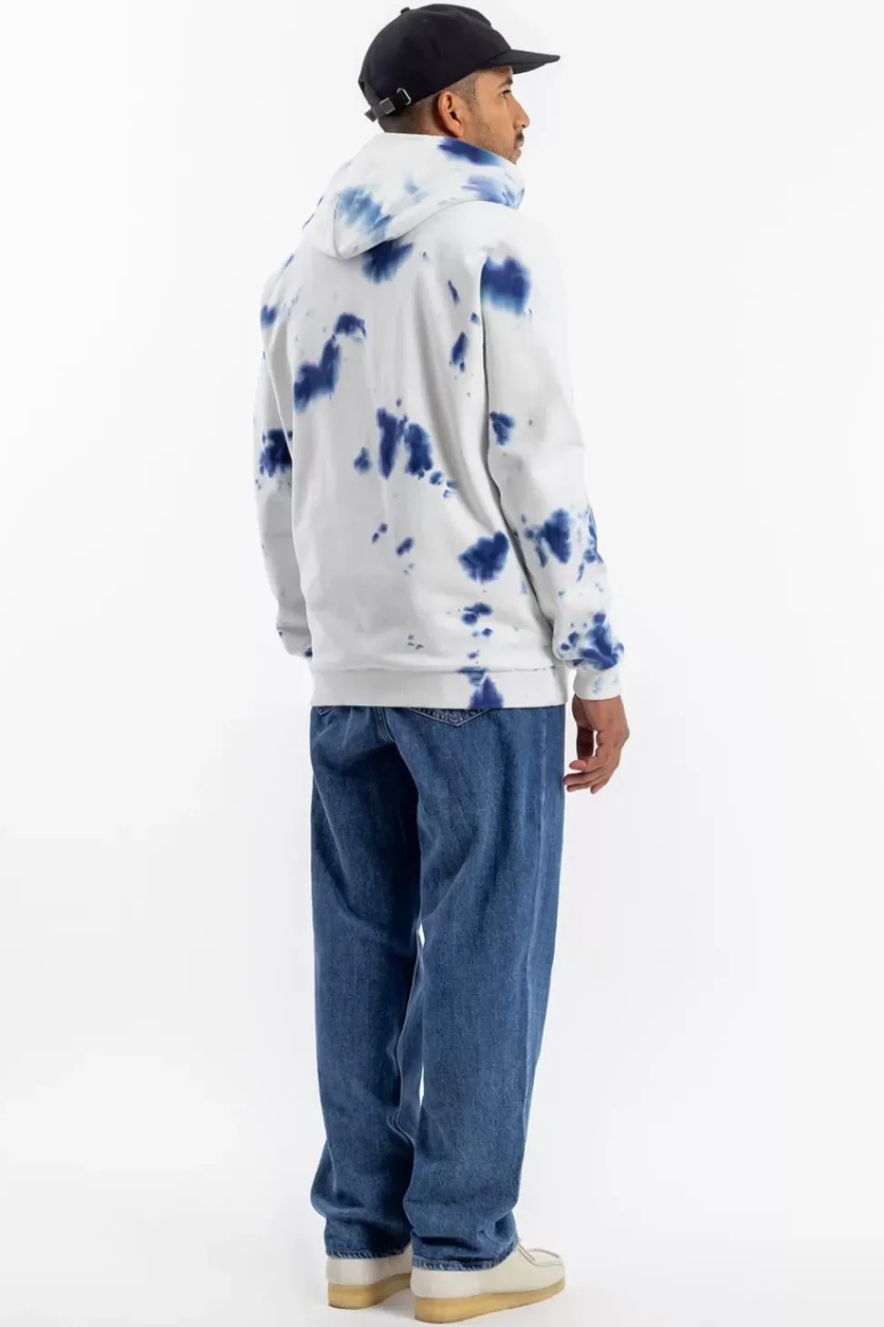 Batik Hoodie Bio Baumwolle - Blau/Off-White