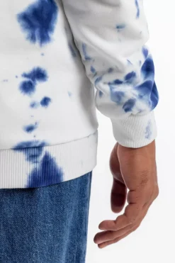 Batik Hoodie Bio Baumwolle - Blau/Off-White