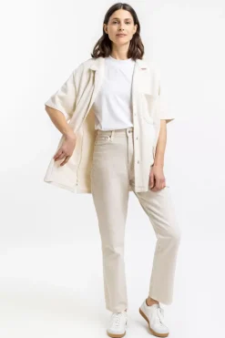 Bowling Hemd Aus Bio-Baumwoll-Strick Off-White
