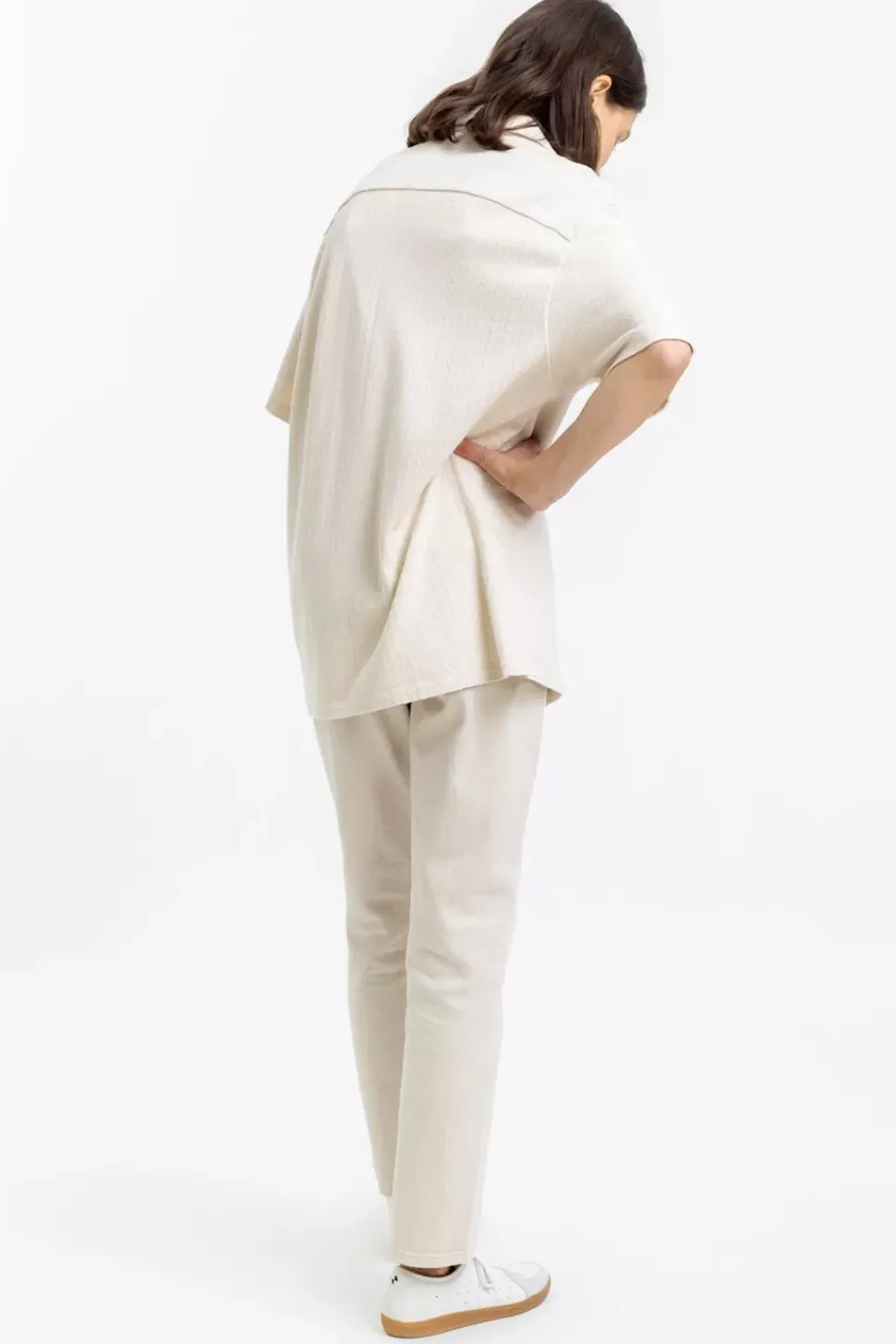 Bowling Hemd Aus Bio-Baumwoll-Strick Off-White
