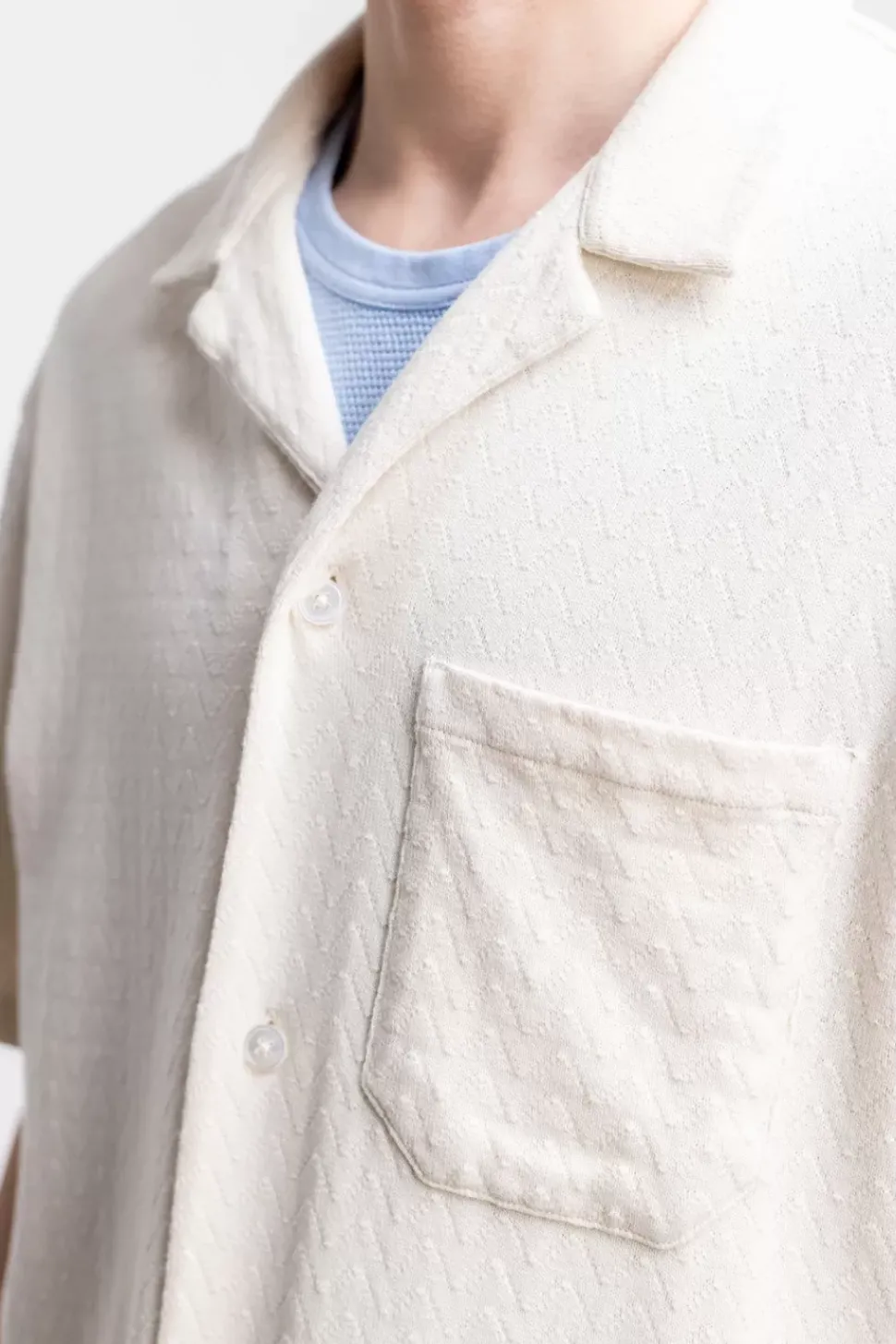 Bowling Hemd Aus Bio-Baumwoll-Strick Off-White