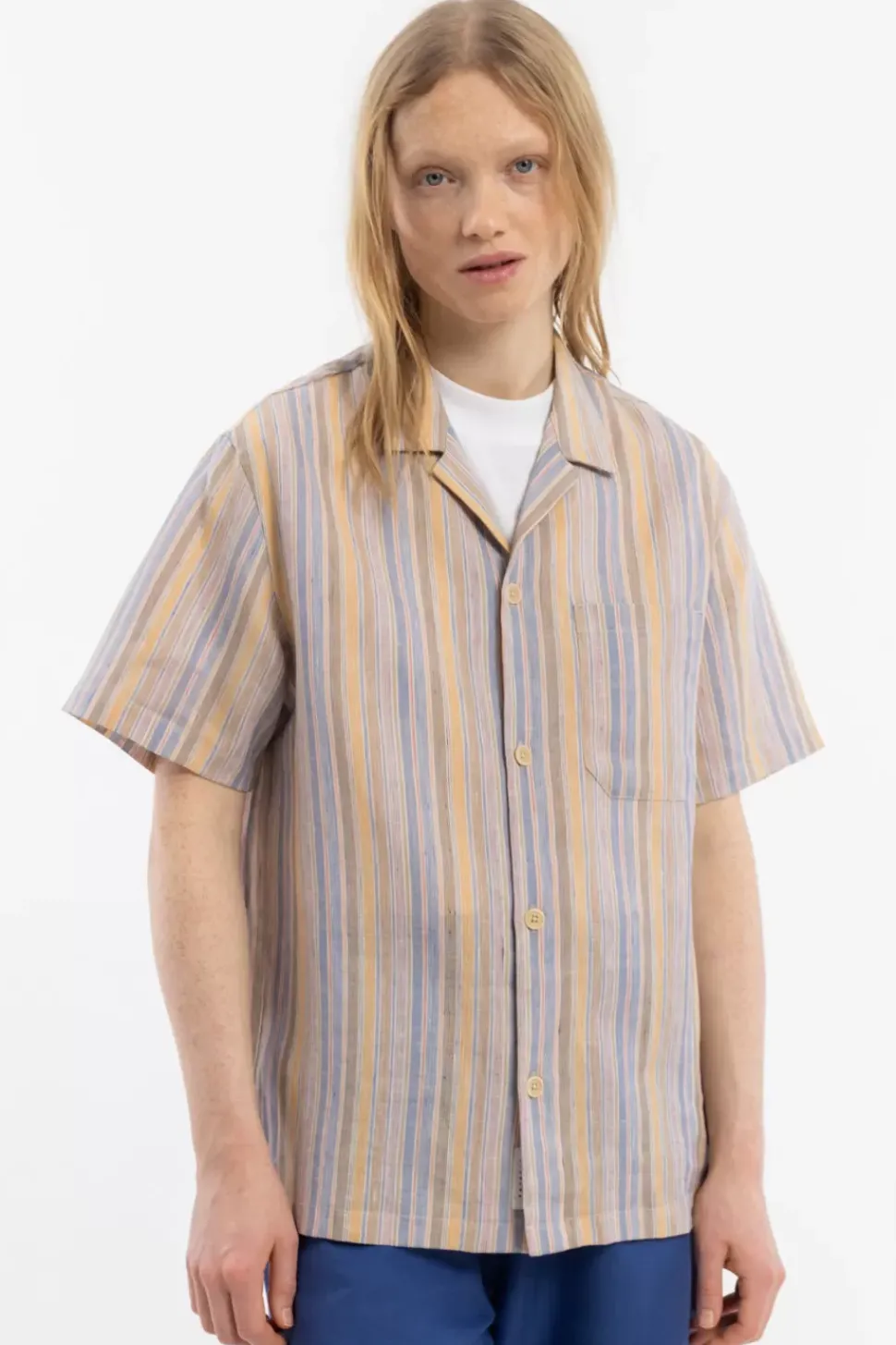 Bowling Shirt Leinen Mix - Gestreift