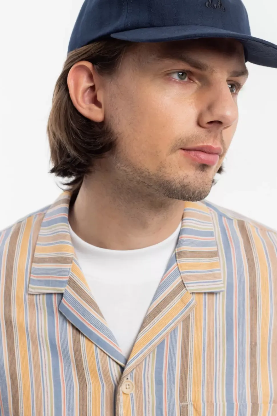 Bowling Shirt Leinen Mix - Gestreift