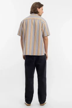 Bowling Shirt Leinen Mix - Gestreift
