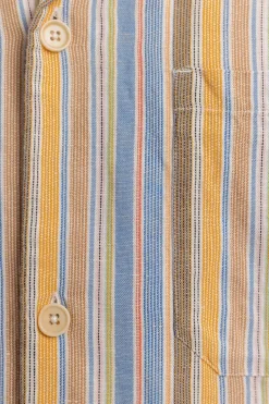 Bowling Shirt Leinen Mix - Gestreift