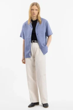 Bowling Shirt Leinen Mix - Hellblau