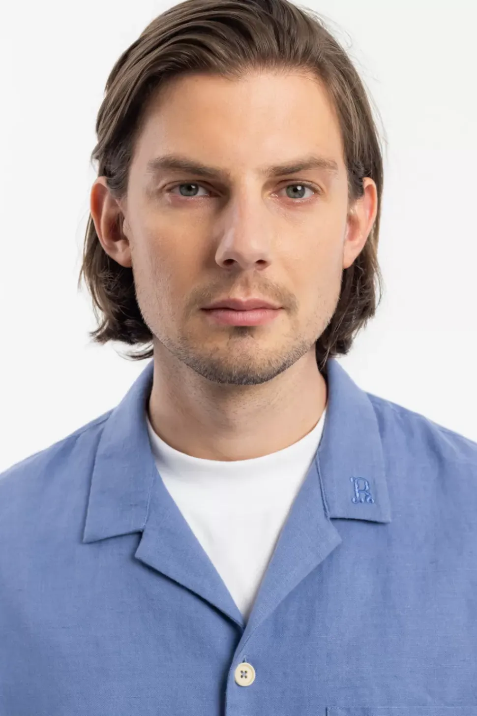 Bowling Shirt Leinen Mix - Hellblau