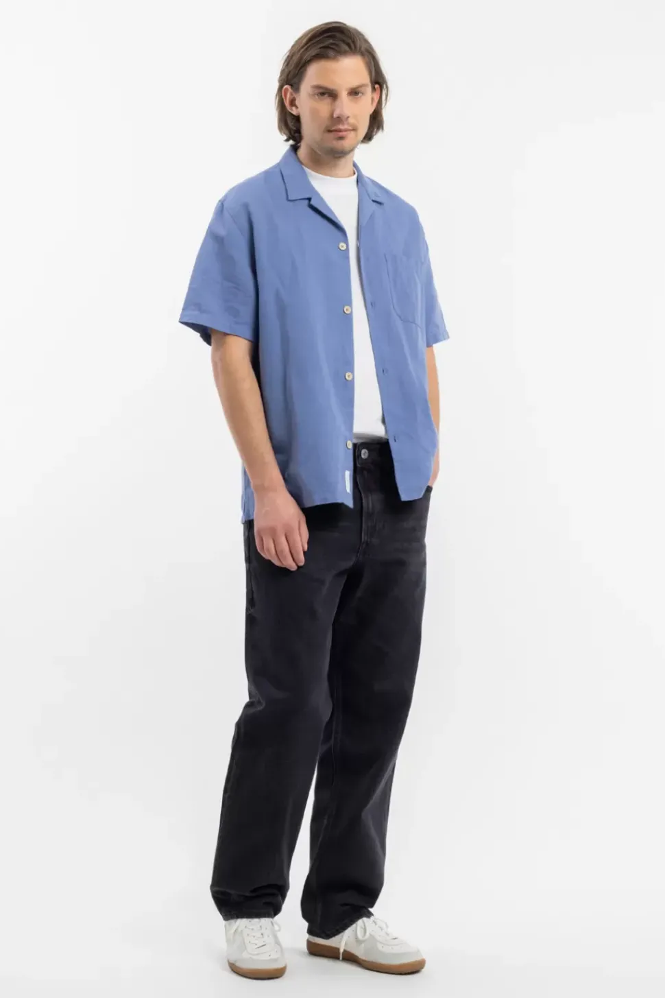 Bowling Shirt Leinen Mix - Hellblau