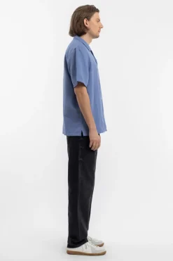 Bowling Shirt Leinen Mix - Hellblau