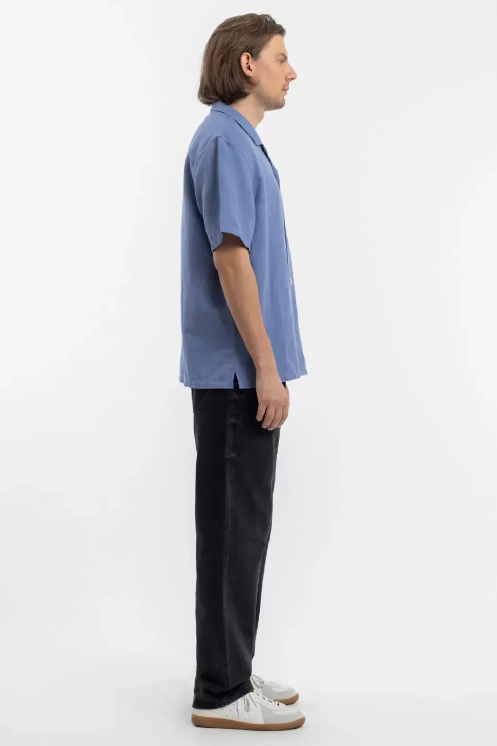 Bowling Shirt Leinen Mix - Hellblau