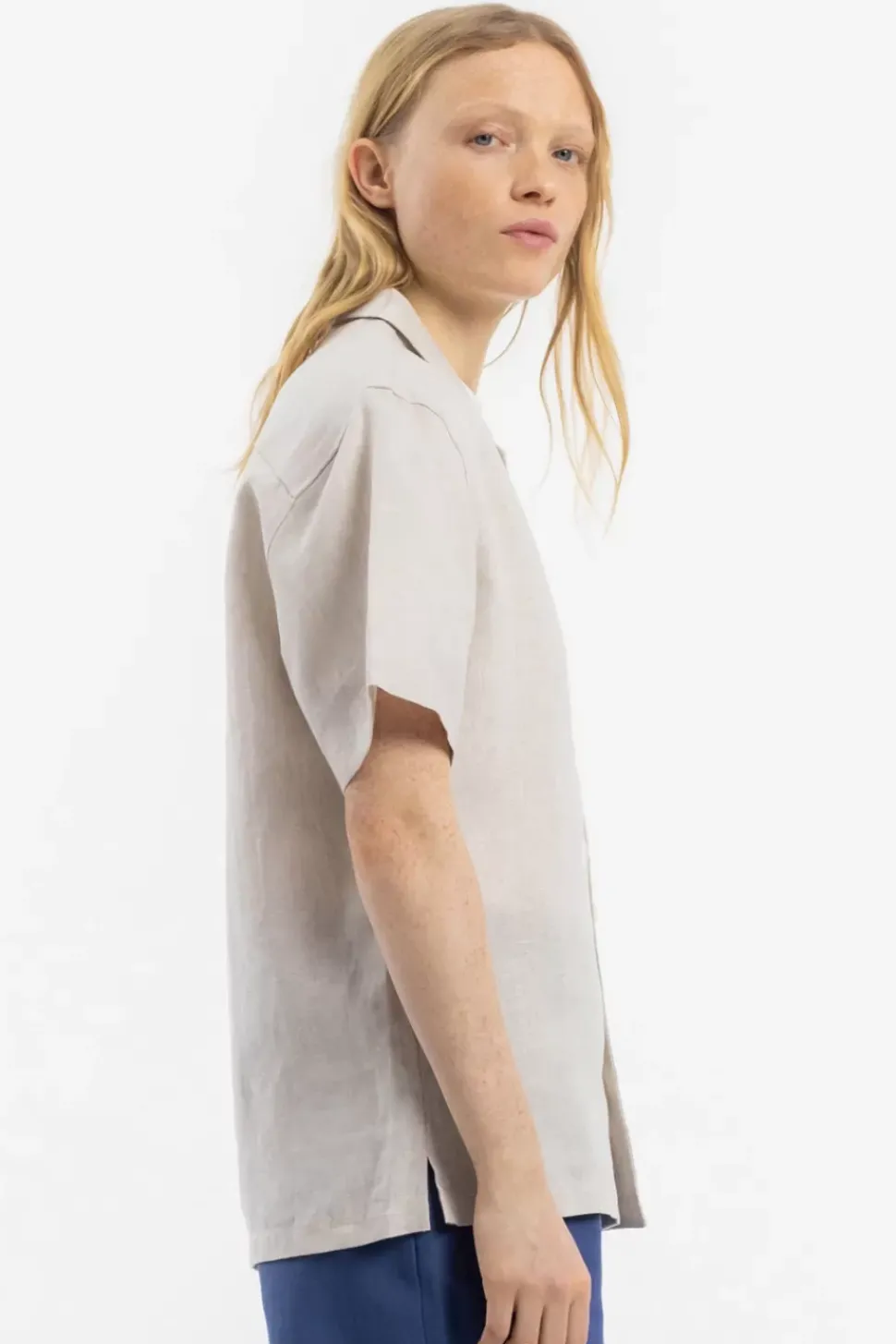 Bowling Shirt Leinen Mix - Weis