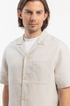 Bowling Shirt Leinen Mix - Weis