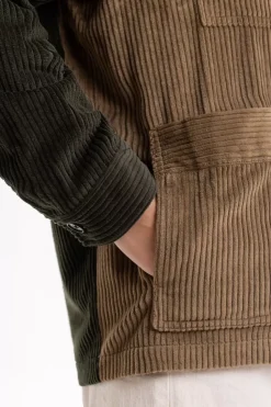 Cordjacke Aus Bio-Baumwolle Beige / Oliv