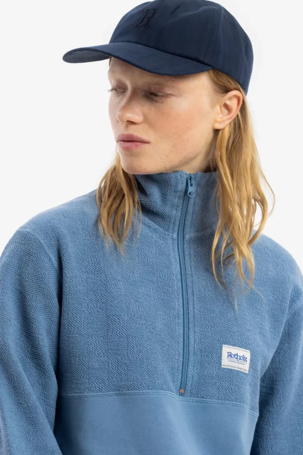 Divided Half Zip Bio Baumwolle - Hellblau