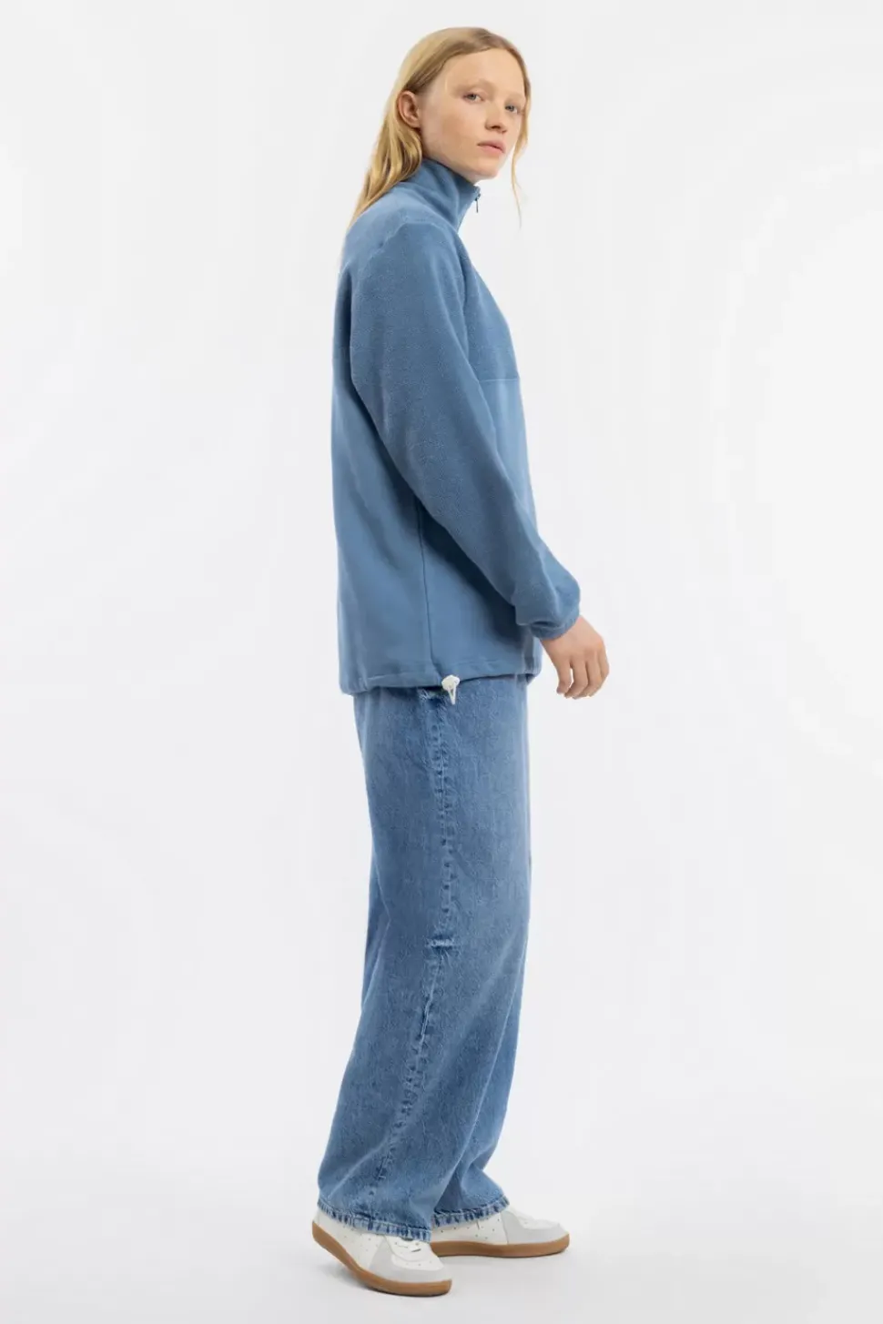 Divided Half Zip Bio Baumwolle - Hellblau