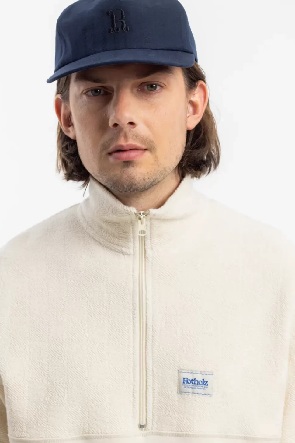 Divided Half Zip Bio Baumwolle - Weis