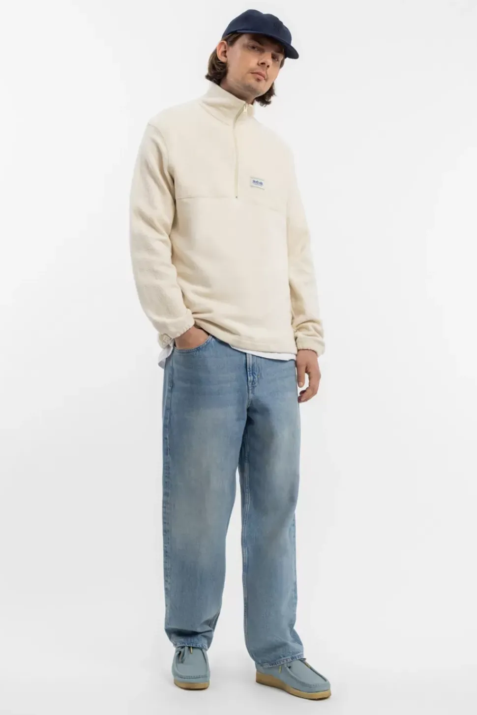 Divided Half Zip Bio Baumwolle - Weis