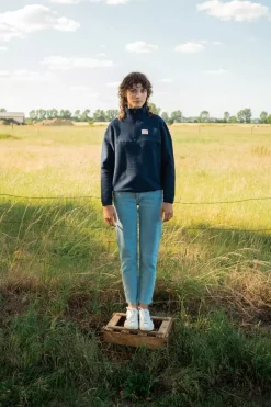 Divided Half Zip Sweatshirt Blau