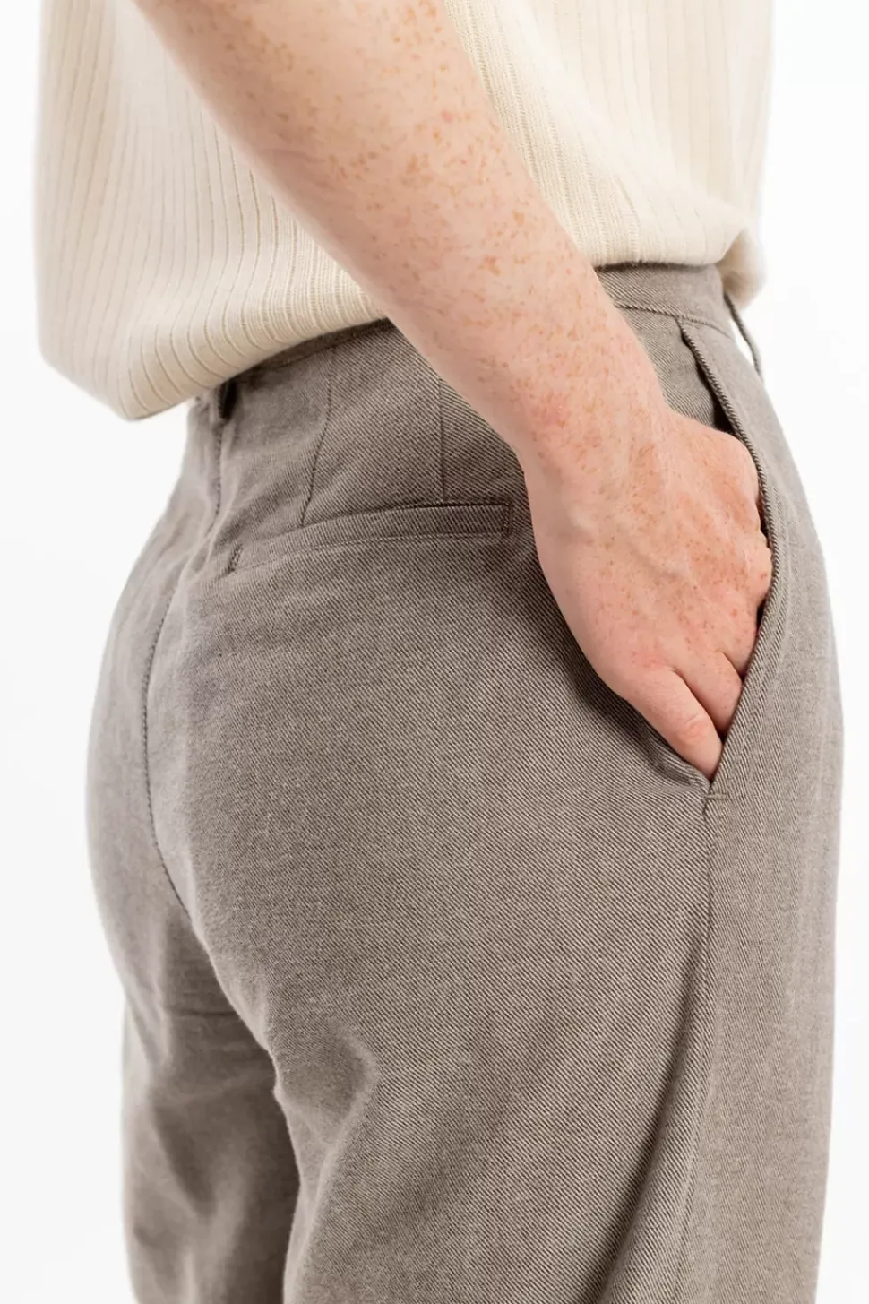 Flanell Hose Bio Baumwolle - Braun Meliert