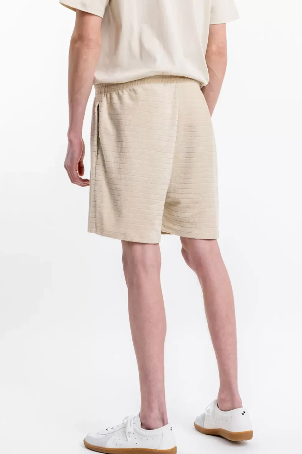 Frottee Shorts Aus Bio-Baumwolle Creme
