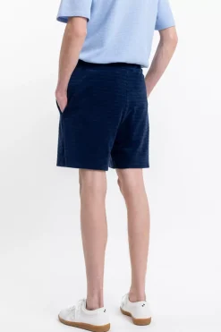 Frottee Shorts Aus Bio-Baumwolle Blau