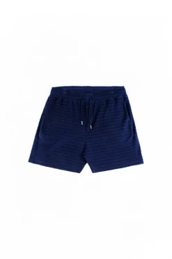 Frottee Shorts Aus Bio-Baumwolle Blau