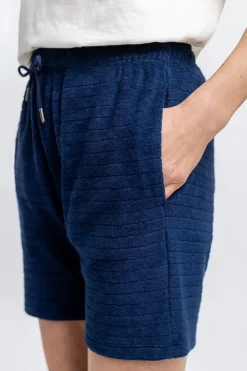 Frottee Shorts Aus Bio-Baumwolle Blau