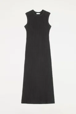 Geripptes Kleid Bio Baumwolle - Schwarz