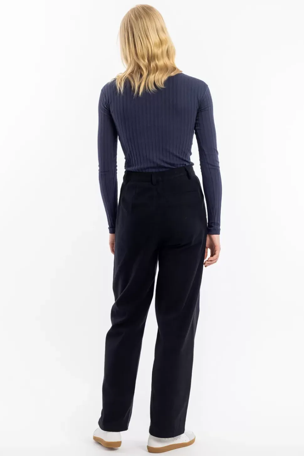 Geripptes Longsleeve Bio Baumwolle - Dunkelblau