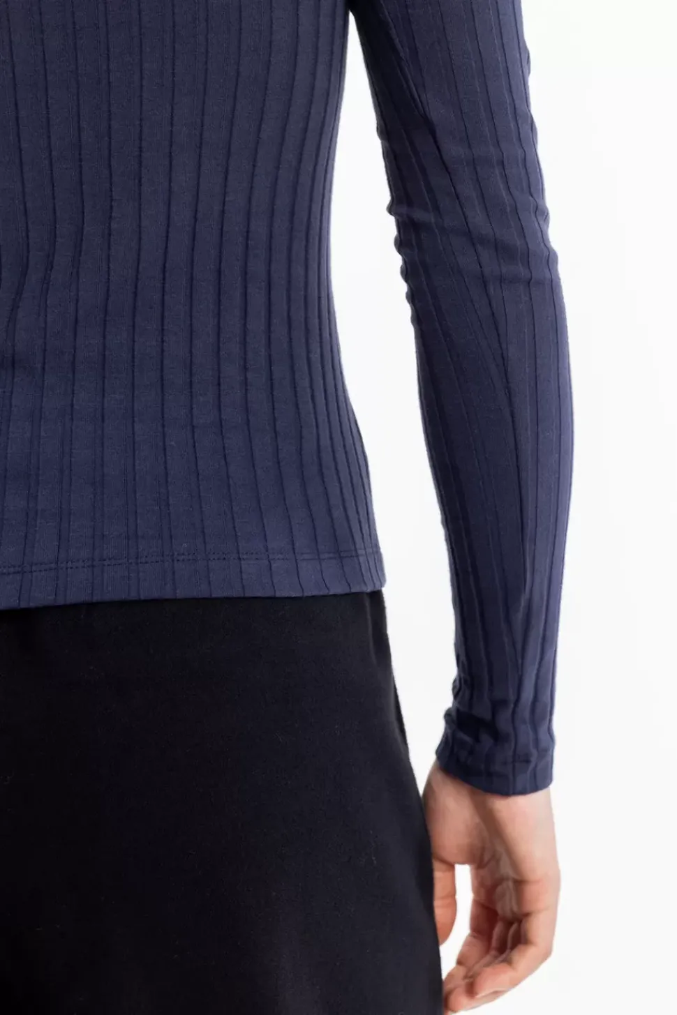 Geripptes Longsleeve Bio Baumwolle - Dunkelblau