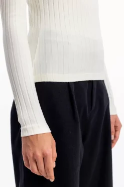 Geripptes Longsleeve Bio Baumwolle - Off-White
