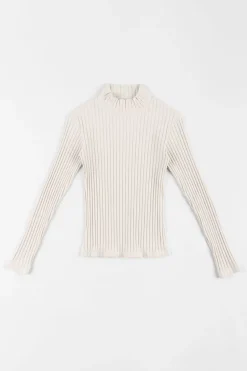 Geripptes Longsleeve Bio Baumwolle - Off-White