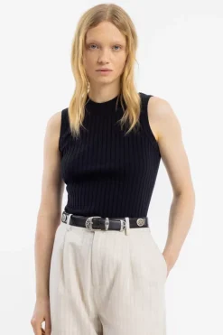 Geripptes Singlet Bio Baumwolle - Schwarz