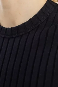 Geripptes Singlet Bio Baumwolle - Schwarz