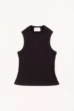 Geripptes Singlet Bio Baumwolle - Schwarz