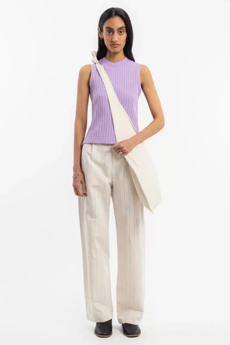 Geripptes Singlet Bio Baumwolle - Lavendel