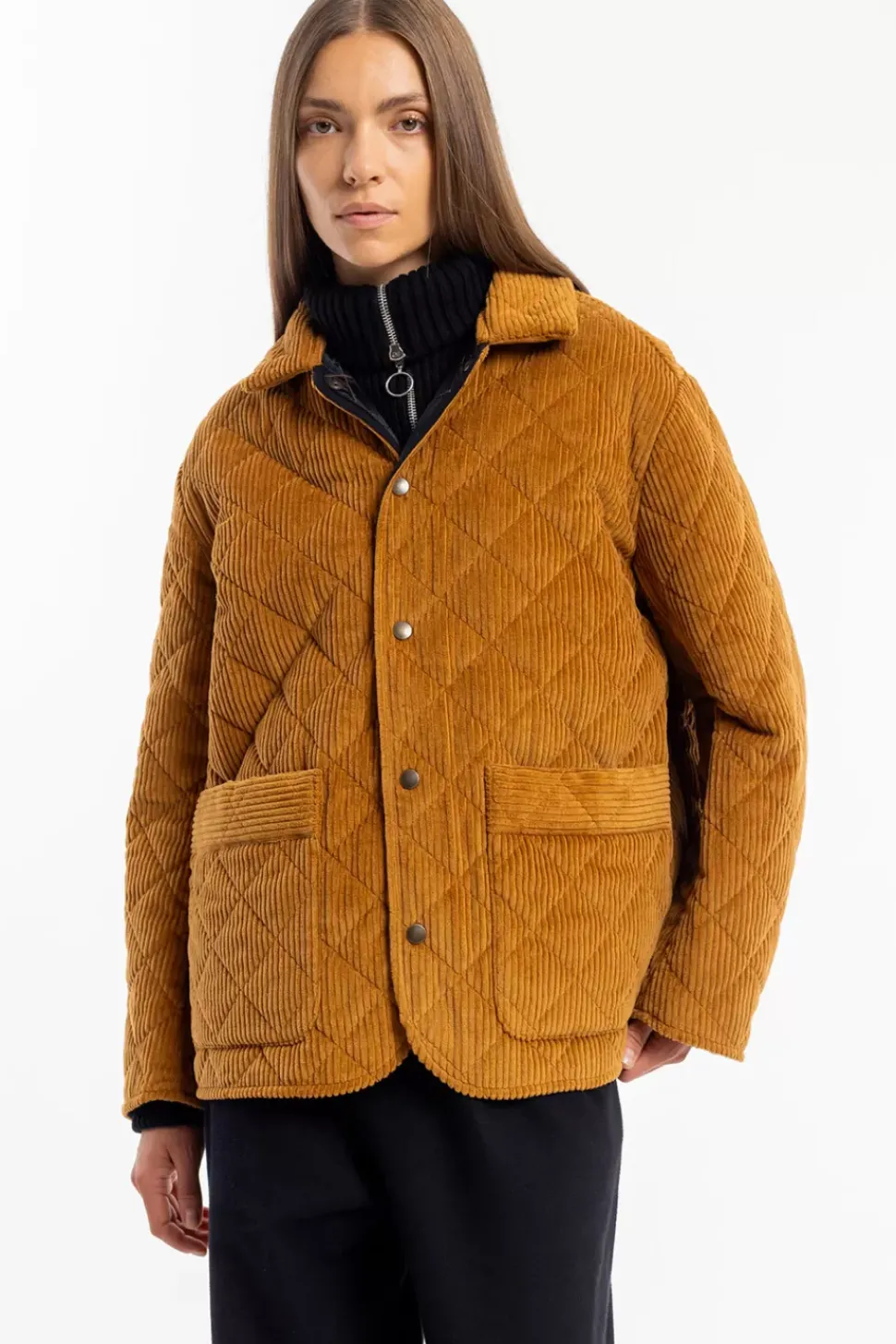 Gesteppte Cord Jacke - Toffee