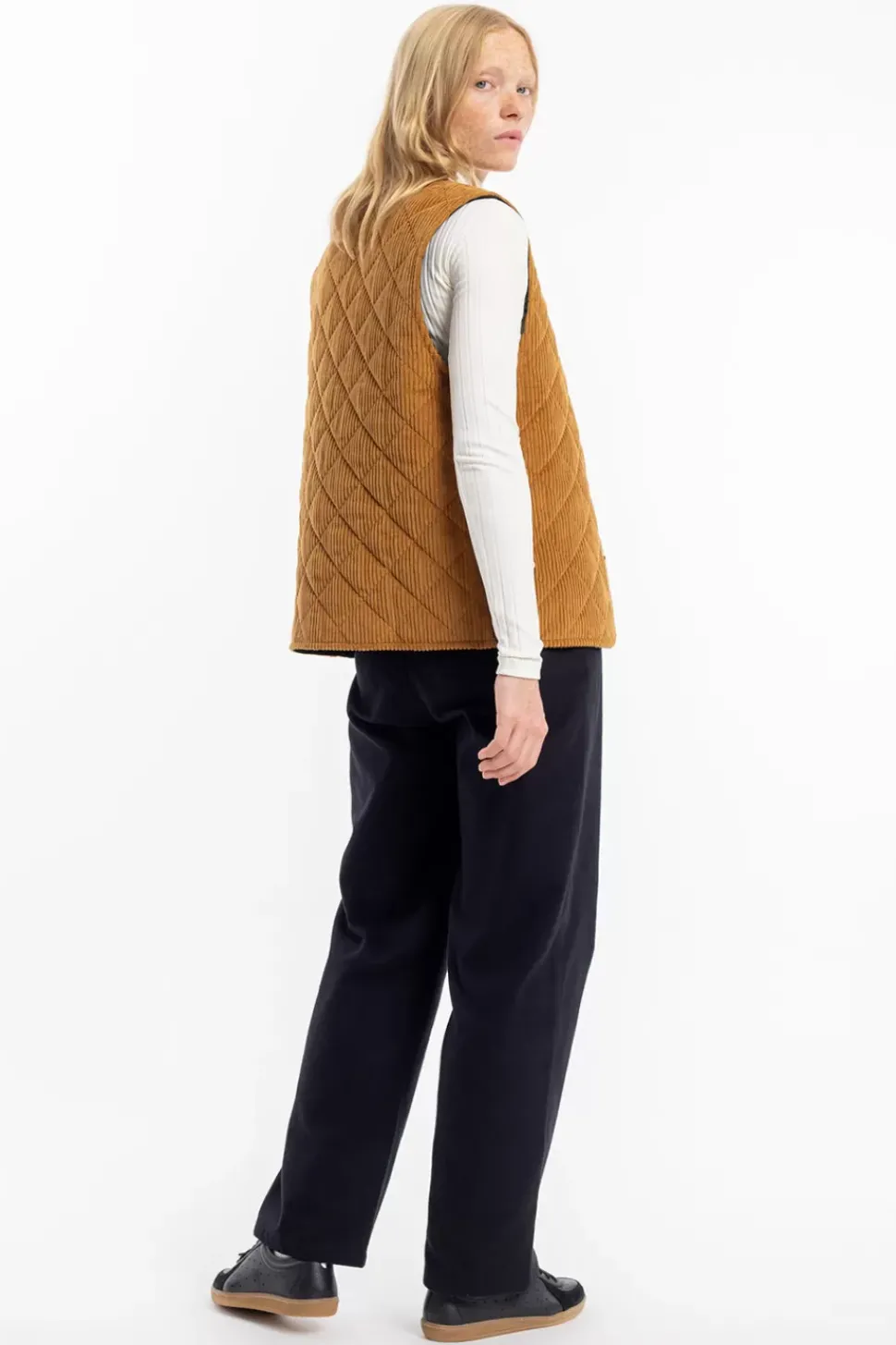 Gesteppte Cord Weste - Toffee