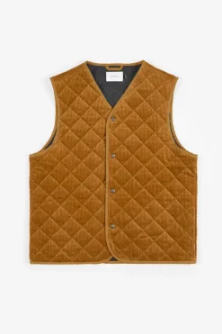 Gesteppte Cord Weste - Toffee