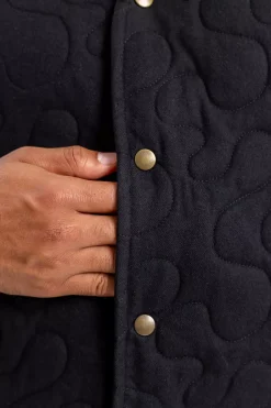 Gesteppte Flanell Weste - Schwarz