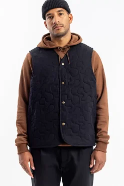 Gesteppte Flanell Weste - Schwarz