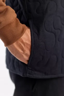 Gesteppte Flanell Weste - Schwarz
