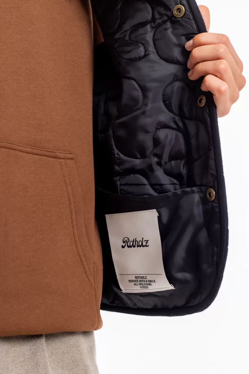 Gesteppte Flanell Weste - Schwarz