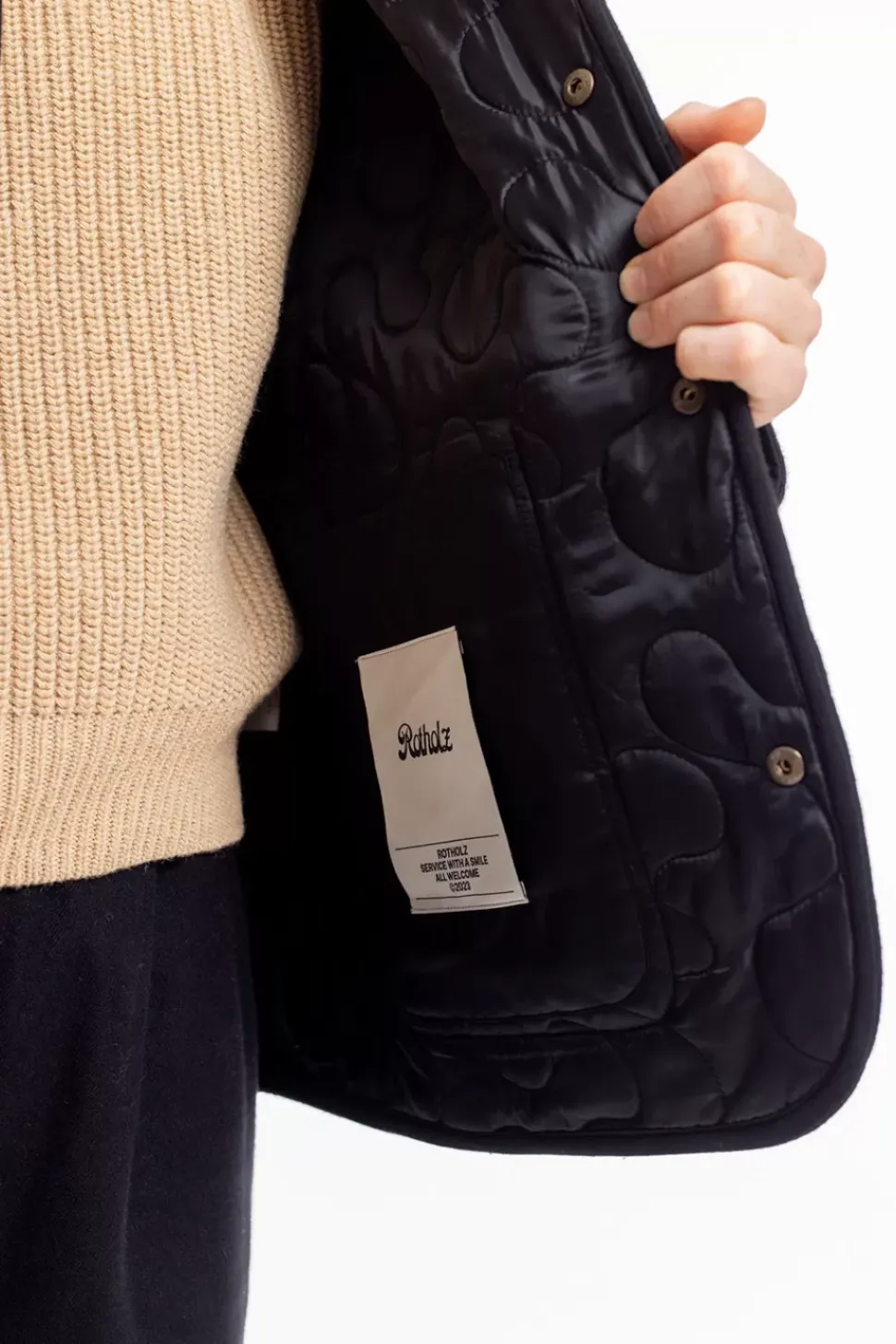 Gesteppte Flannel Jacke - Schwarz