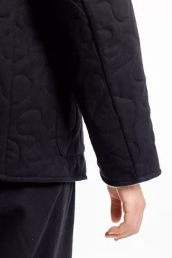 Gesteppte Flannel Jacke - Schwarz