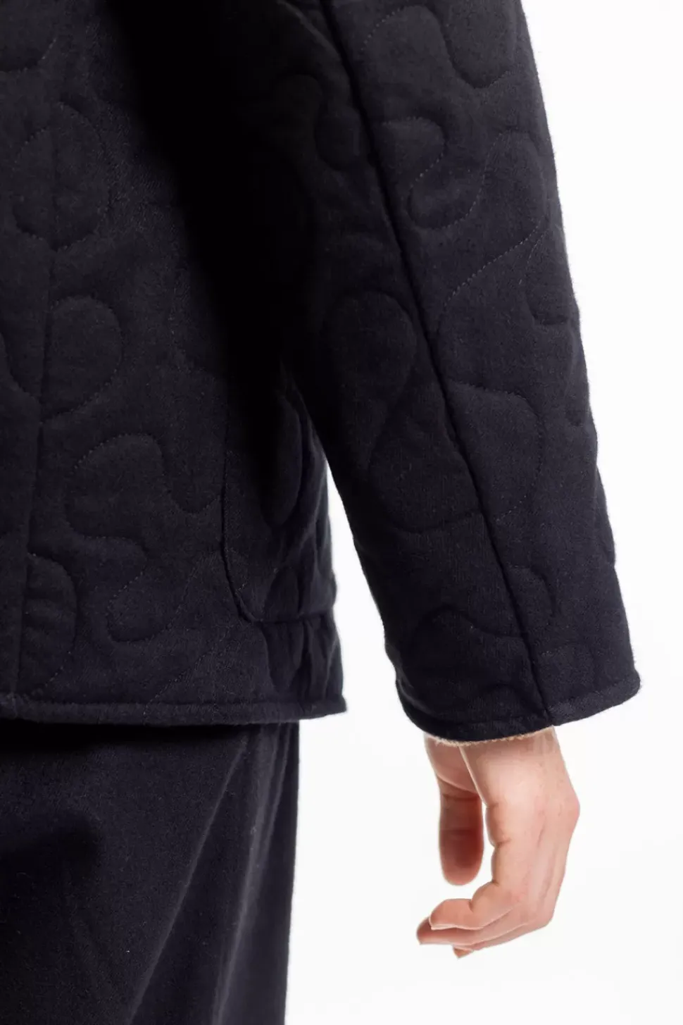 Gesteppte Flannel Jacke - Schwarz