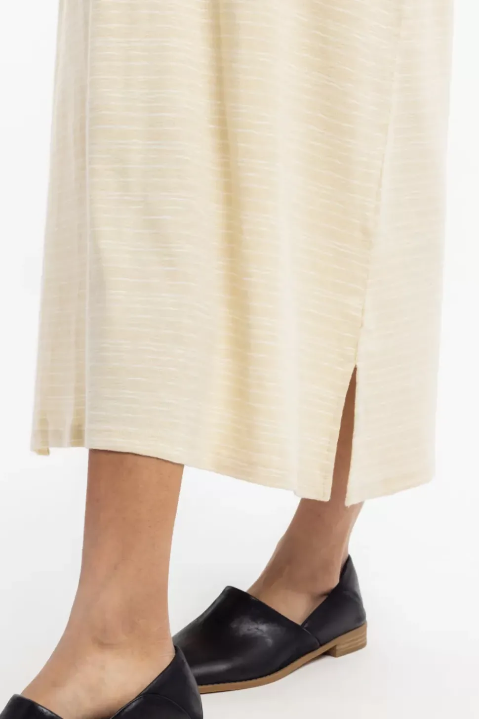 Gestreiftes T-Shirt Kleid - Creme
