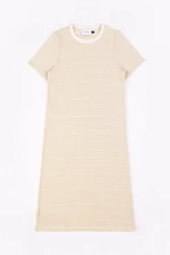 Gestreiftes T-Shirt Kleid - Creme